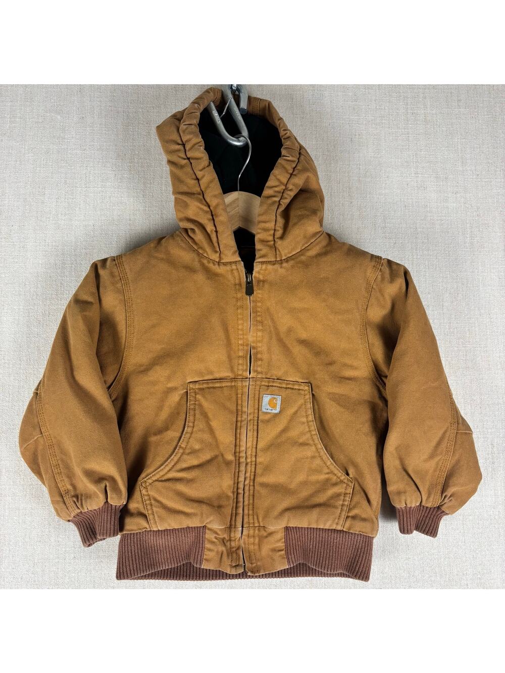 Y2K Carhartt Full Zip Hooded Duck Canvas Toddler 4T Wheat Jacket